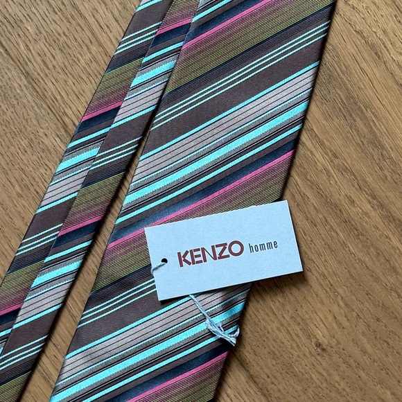 Kenzo Homme Men's Striped Silk Tie Made In Italy - NWT  - Multicolour - Picture 3 of 9